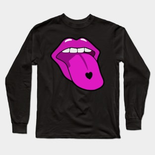 Pink tongue with heart Egirl gesture Long Sleeve T-Shirt